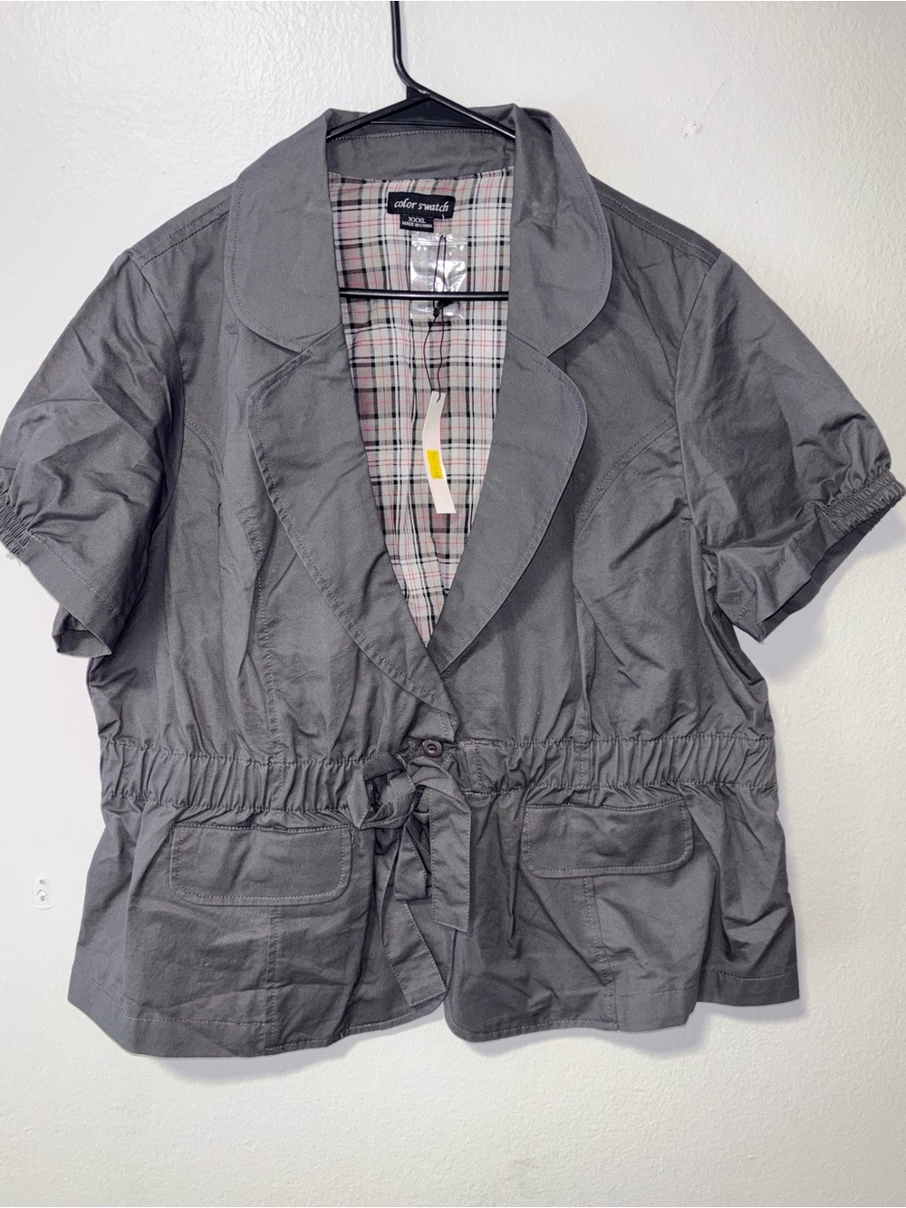 Women's Gray Short Sleeve Drawstring Blazer by Color Seasons